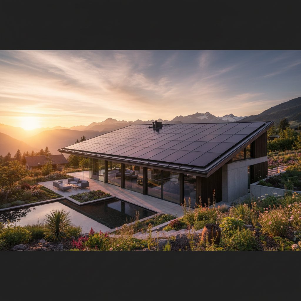 Aesthetisches Indach-Solarsystem auf modernem Haus