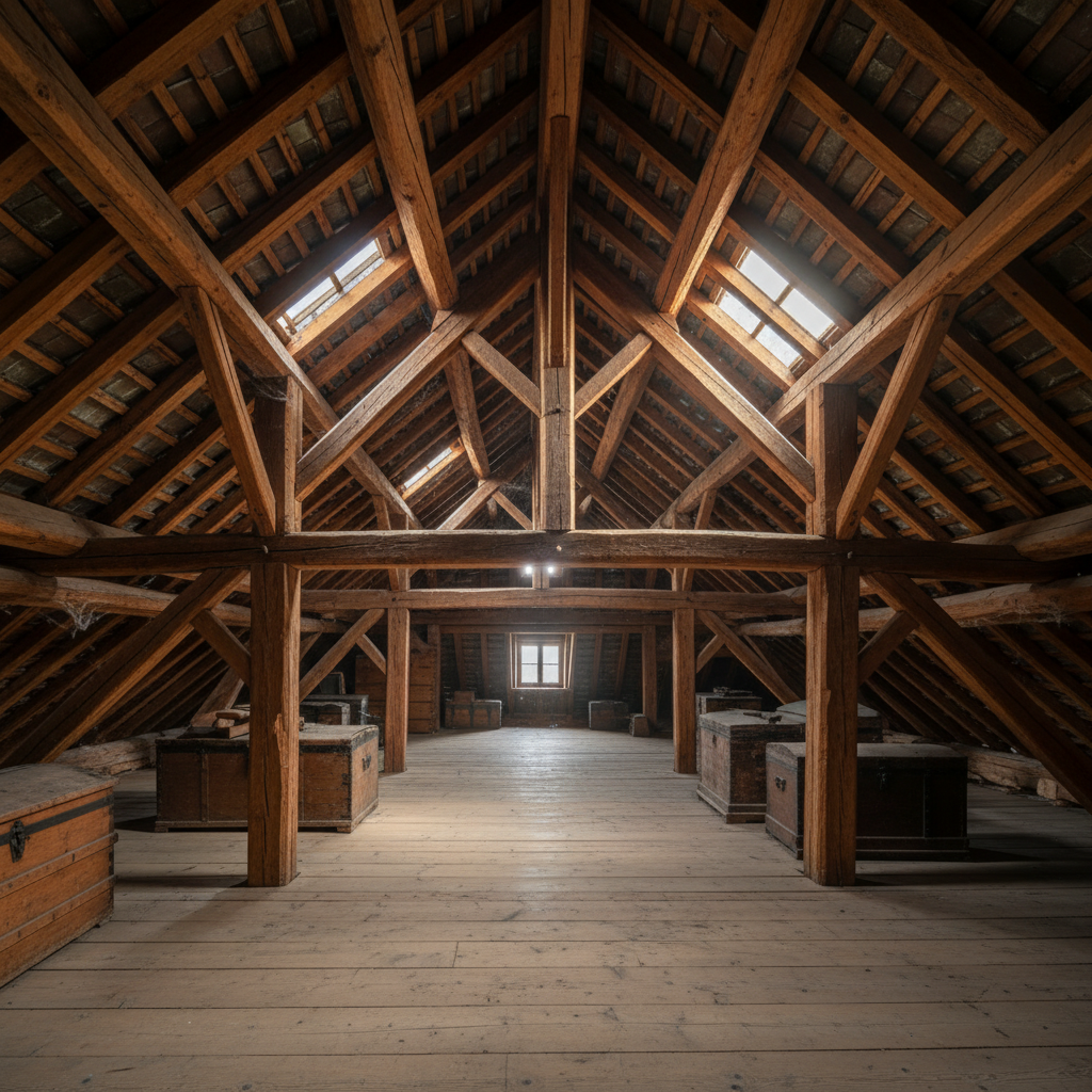 Dachstuhl Holzkonstruktion fuer Solaranlage Statik